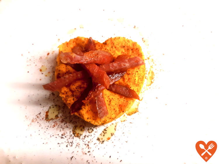Recetas de Cenas fáciles - Puré de Boniato con Tiras de Lomo Ibérico